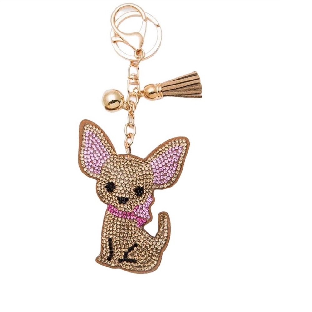💝Boutique 💎Rhinestone Chihuahua Keychain💗